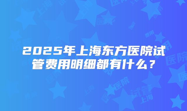 2025年上海东方医院试管费用明细都有什么?