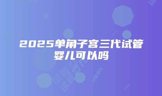 2025单角子宫三代试管婴儿可以吗