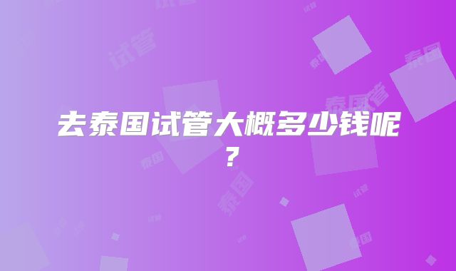 去泰国试管大概多少钱呢？