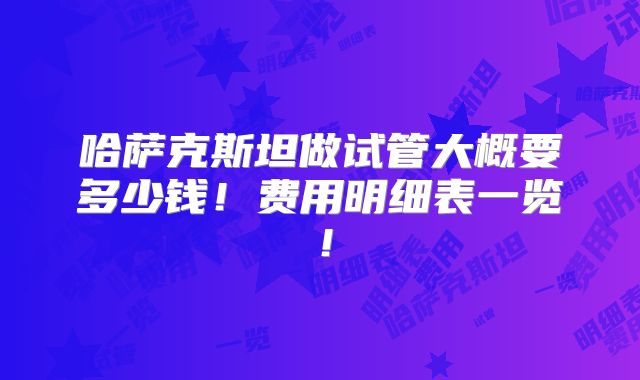 哈萨克斯坦做试管大概要多少钱！费用明细表一览！
