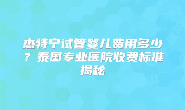 杰特宁试管婴儿费用多少？泰国专业医院收费标准揭秘