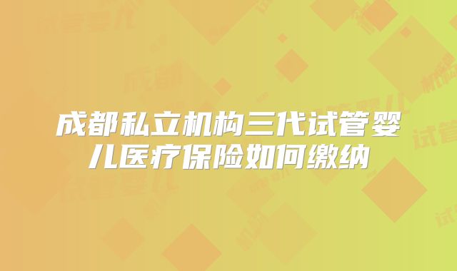 成都私立机构三代试管婴儿医疗保险如何缴纳