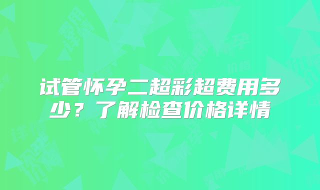 试管怀孕二超彩超费用多少？了解检查价格详情