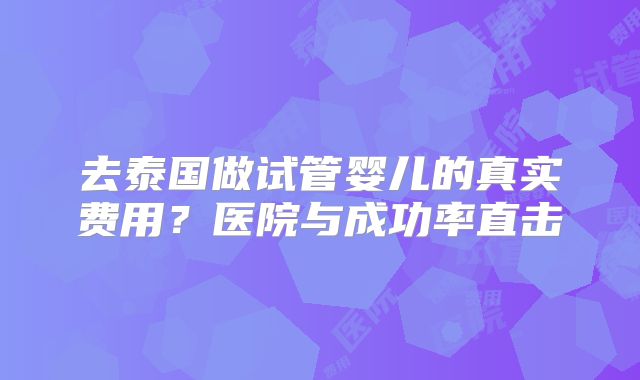 去泰国做试管婴儿的真实费用？医院与成功率直击