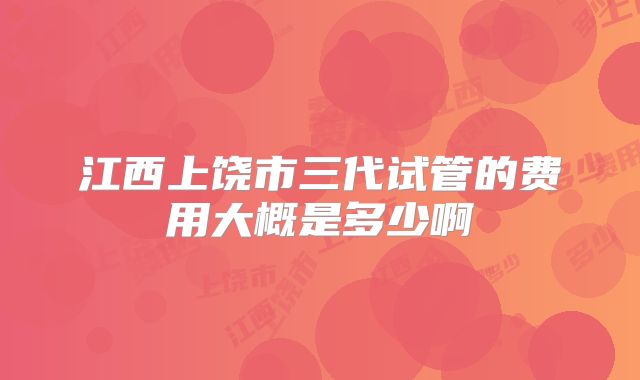 江西上饶市三代试管的费用大概是多少啊