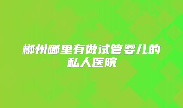 郴州哪里有做试管婴儿的私人医院