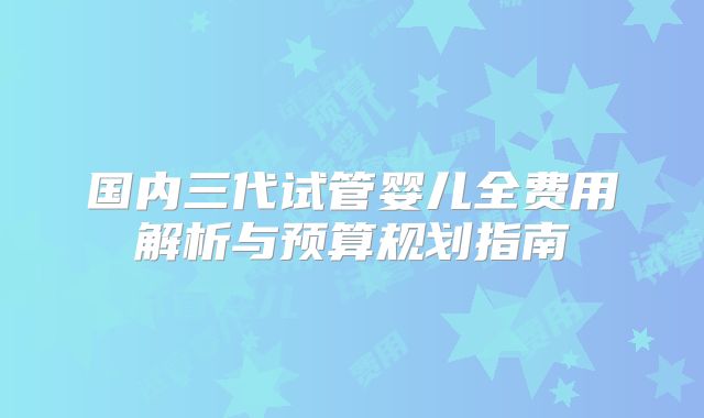 国内三代试管婴儿全费用解析与预算规划指南
