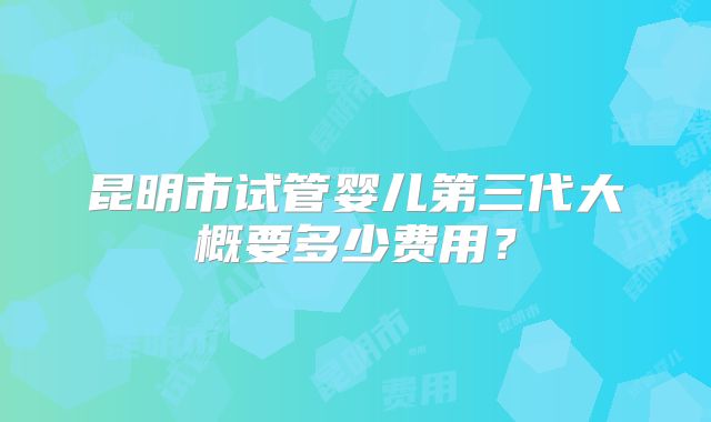 昆明市试管婴儿第三代大概要多少费用？