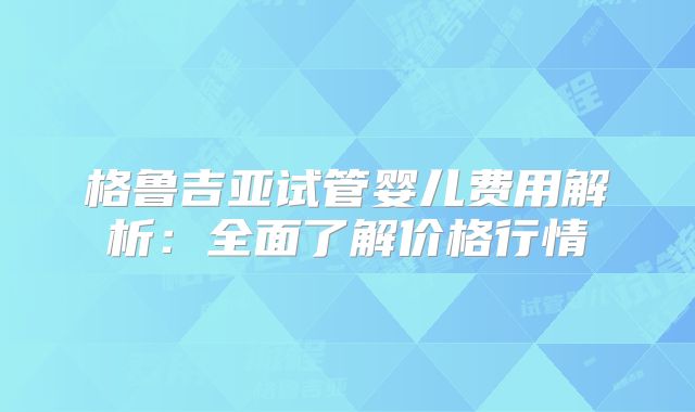 格鲁吉亚试管婴儿费用解析:全面了解价格行情