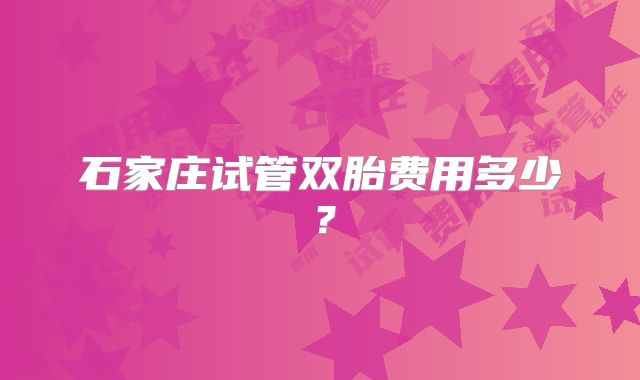 石家庄试管双胎费用多少?