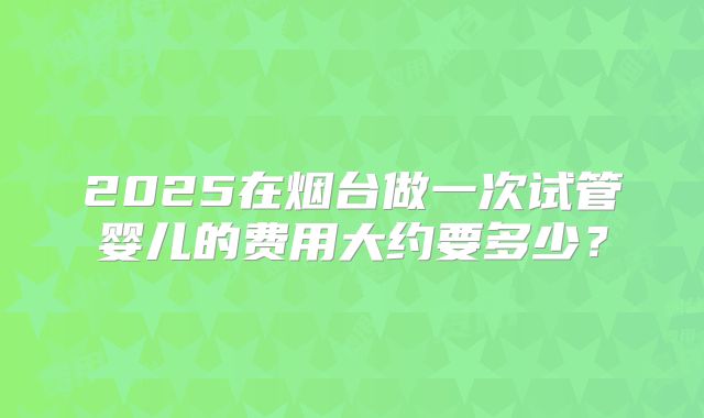 2025在烟台做一次试管婴儿的费用大约要多少？