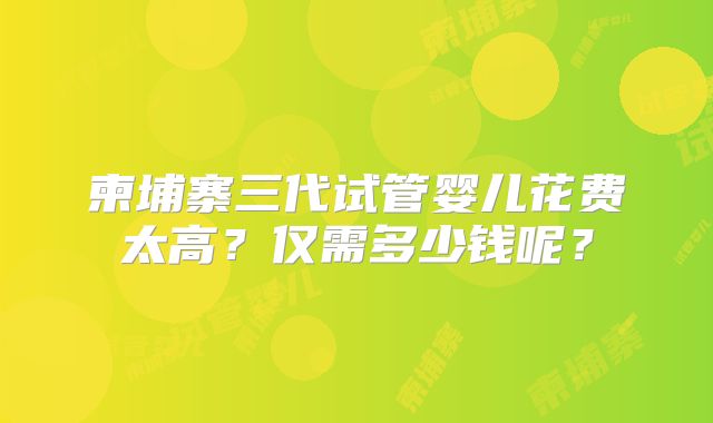 柬埔寨三代试管婴儿花费太高？仅需多少钱呢？