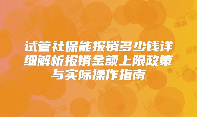 试管社保能报销多少钱详细解析报销金额上限政策与实际操作指南