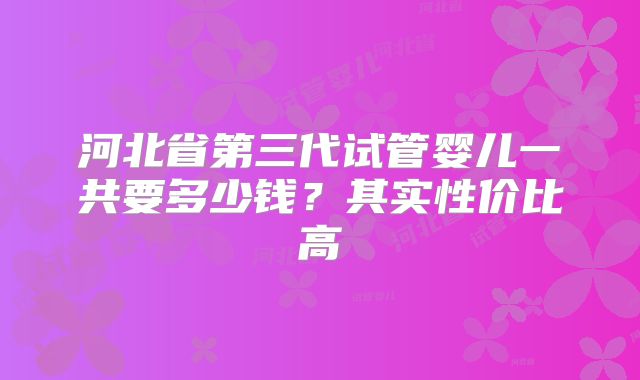 河北省第三代试管婴儿一共要多少钱？其实性价比高
