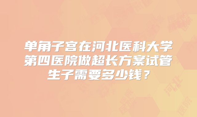 单角子宫在河北医科大学第四医院做超长方案试管生子需要多少钱?