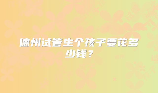 德州试管生个孩子要花多少钱？