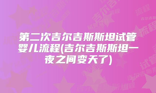 第二次吉尔吉斯斯坦试管婴儿流程(吉尔吉斯斯坦一夜之间变天了)