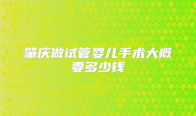 肇庆做试管婴儿手术大概要多少钱