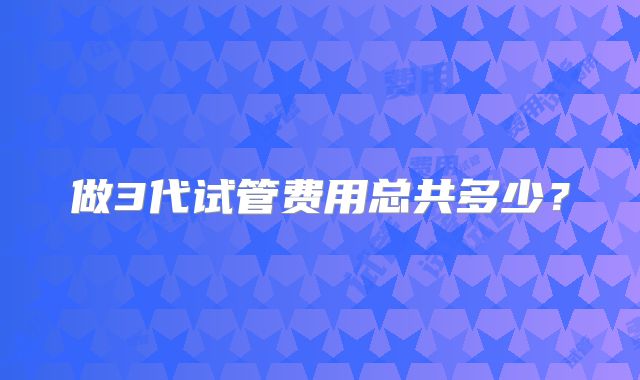 做3代试管费用总共多少？