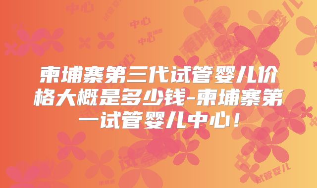 柬埔寨第三代试管婴儿价格大概是多少钱-柬埔寨第一试管婴儿中心！