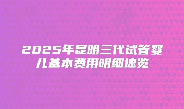 2025年昆明三代试管婴儿基本费用明细速览