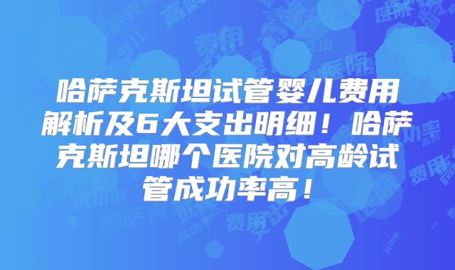 哈萨克斯坦试管婴儿费用解析及6大支出明细！哈萨克斯坦哪个医院对高龄试管成功率高！