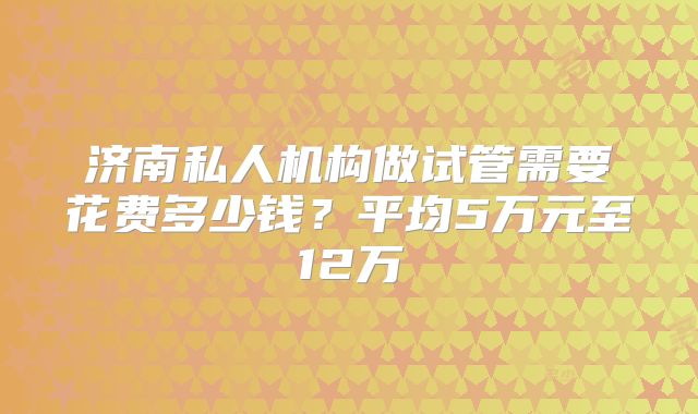 济南私人机构做试管需要花费多少钱？平均5万元至12万