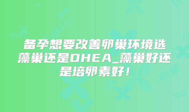 备孕想要改善卵巢环境选藻巢还是DHEA_藻巢好还是培卵素好!