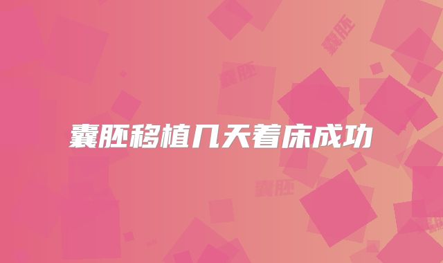 囊胚移植几天着床成功