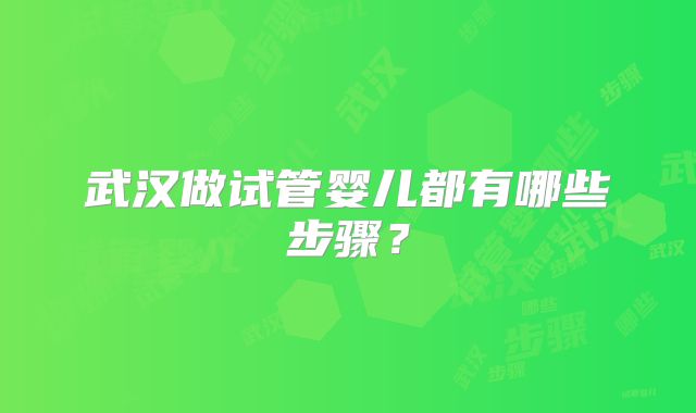 武汉做试管婴儿都有哪些步骤？
