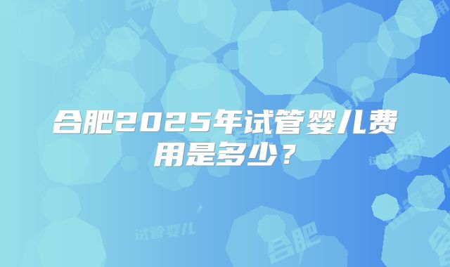 合肥2025年试管婴儿费用是多少？