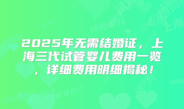 2025年无需结婚证，上海三代试管婴儿费用一览，详细费用明细揭秘！