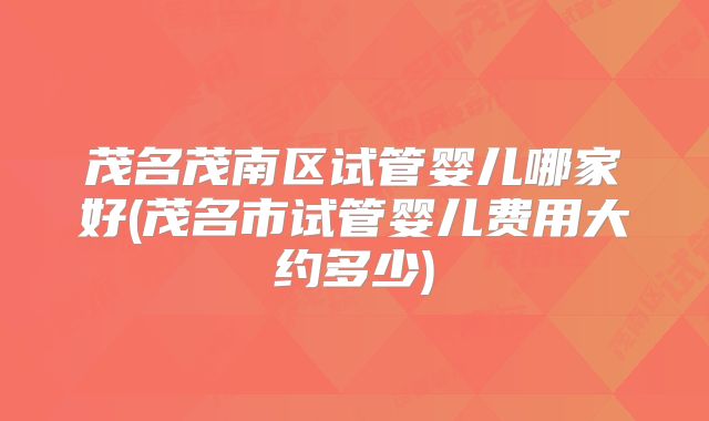 茂名茂南区试管婴儿哪家好(茂名市试管婴儿费用大约多少)