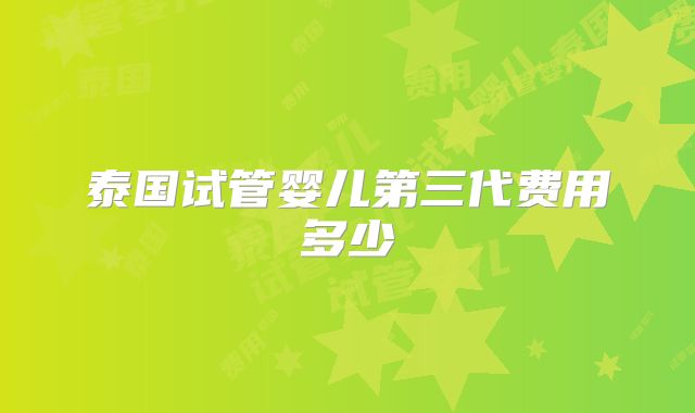 泰国试管婴儿第三代费用多少