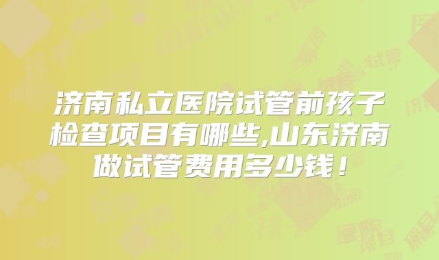 济南私立医院试管前孩子检查项目有哪些,山东济南做试管费用多少钱!