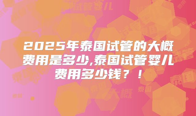 2025年泰国试管的大概费用是多少,泰国试管婴儿费用多少钱？！