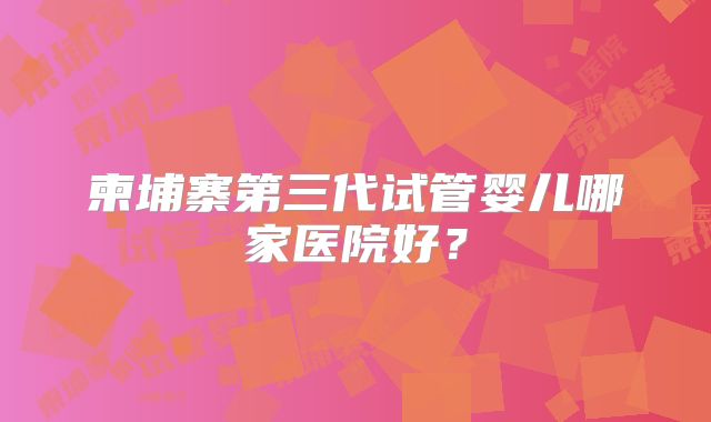 柬埔寨第三代试管婴儿哪家医院好？