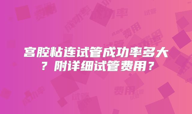 宫腔粘连试管成功率多大？附详细试管费用？