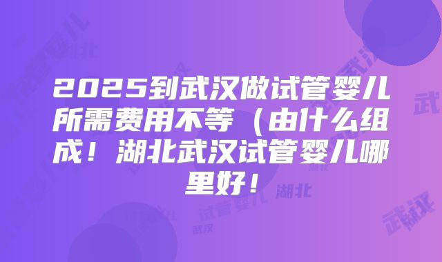 2025到武汉做试管婴儿所需费用不等(由什么组成!湖北武汉试管婴儿哪里好!