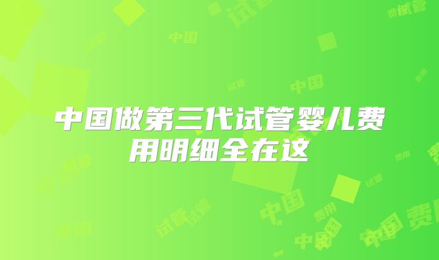 中国做第三代试管婴儿费用明细全在这