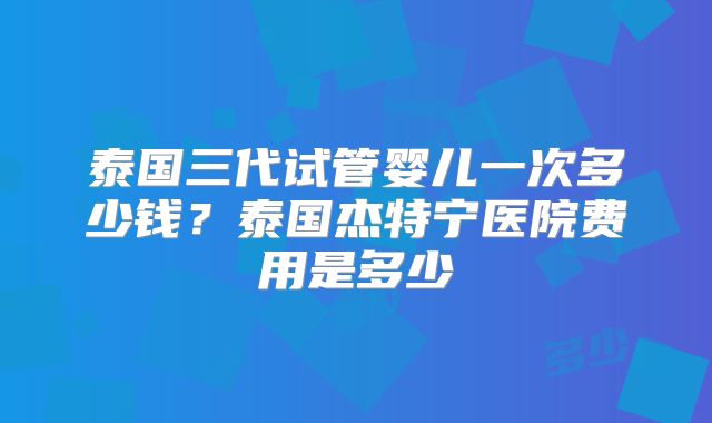 泰国三代试管婴儿一次多少钱？泰国杰特宁医院费用是多少