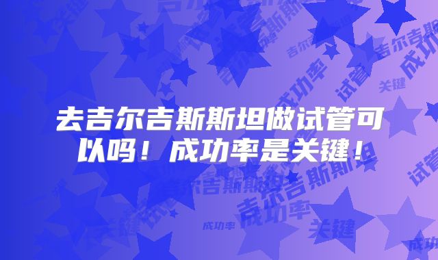 去吉尔吉斯斯坦做试管可以吗！成功率是关键！