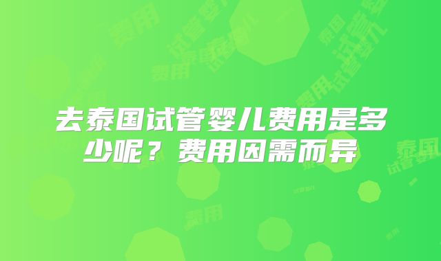 去泰国试管婴儿费用是多少呢？费用因需而异