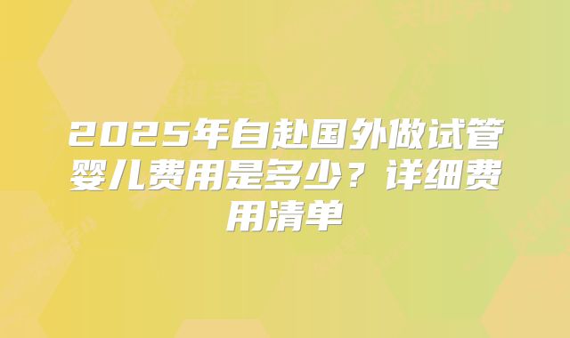 2025年自赴国外做试管婴儿费用是多少？详细费用清单