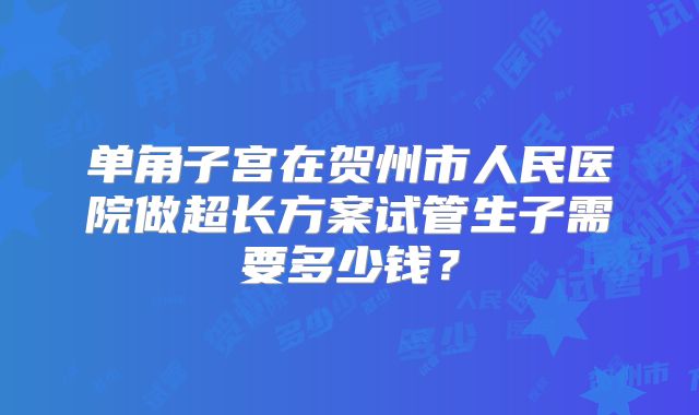 单角子宫在贺州市人民医院做超长方案试管生子需要多少钱？