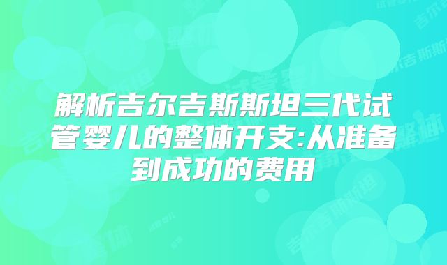 解析吉尔吉斯斯坦三代试管婴儿的整体开支:从准备到成功的费用