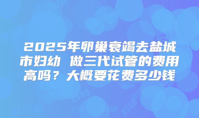 2025年卵巢衰竭去盐城市妇幼 做三代试管的费用高吗？大概要花费多少钱