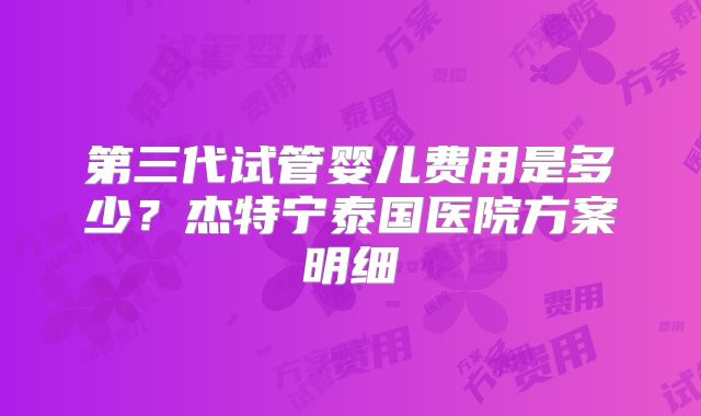第三代试管婴儿费用是多少？杰特宁泰国医院方案明细
