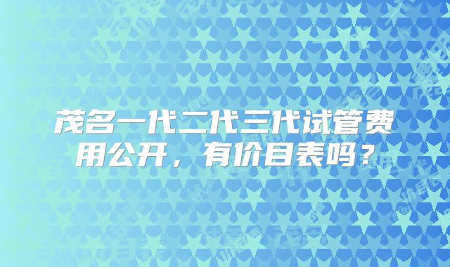 茂名一代二代三代试管费用公开,有价目表吗?