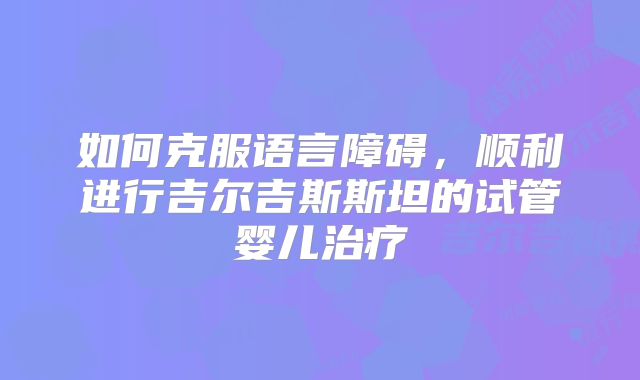 如何克服语言障碍，顺利进行吉尔吉斯斯坦的试管婴儿治疗